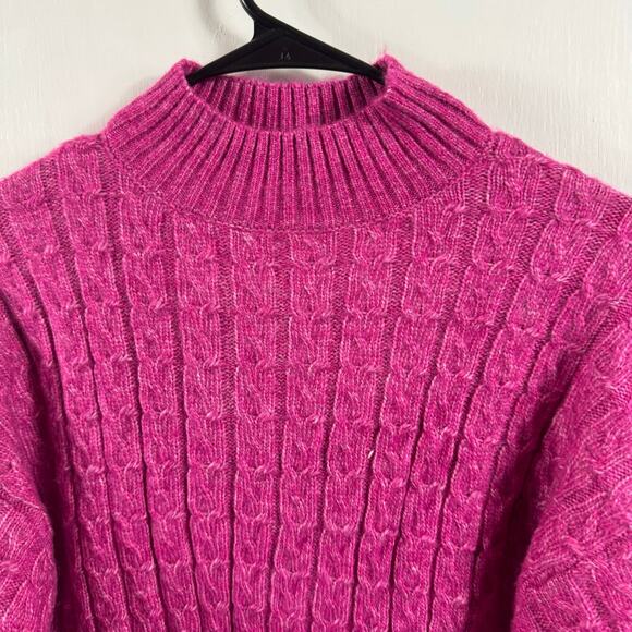 St John’s Bay acrylic soft pink mock neck sweater with pockets - Picture 2 of 8
